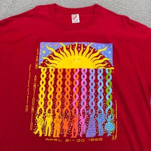 Vintage 1995 Fiesta San Antonio Jerzees Red Graphic T-Shirt Mens 2XL USA‎ Made